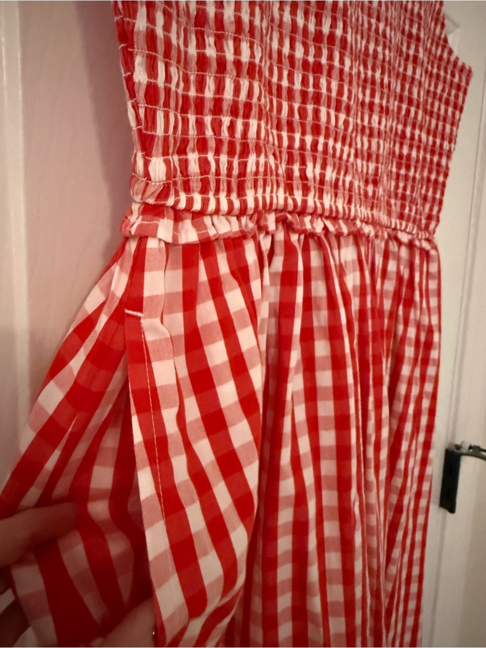 NEW with tags! Crown & Ivy Red Gingham Smocked Top Maxi Dress - Picture 6 of 9